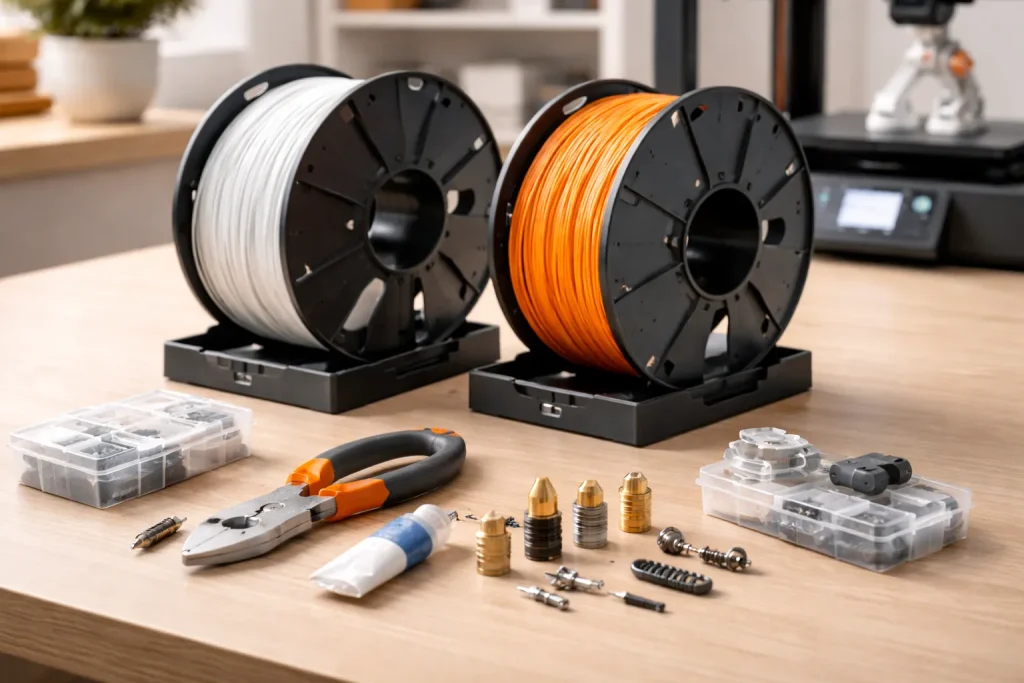 3D printer filament and basic maintenance costs per month